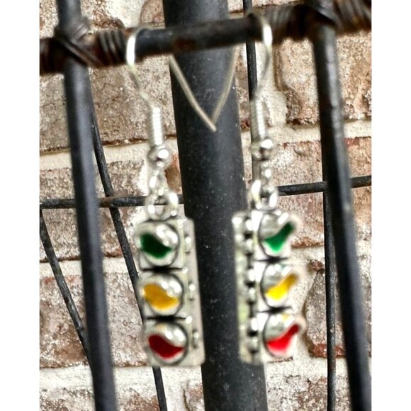 Traffic Light Earrings Signal New Dangle Hooks Stop Wait Go Crossing Gua… - Picture 8 of 13